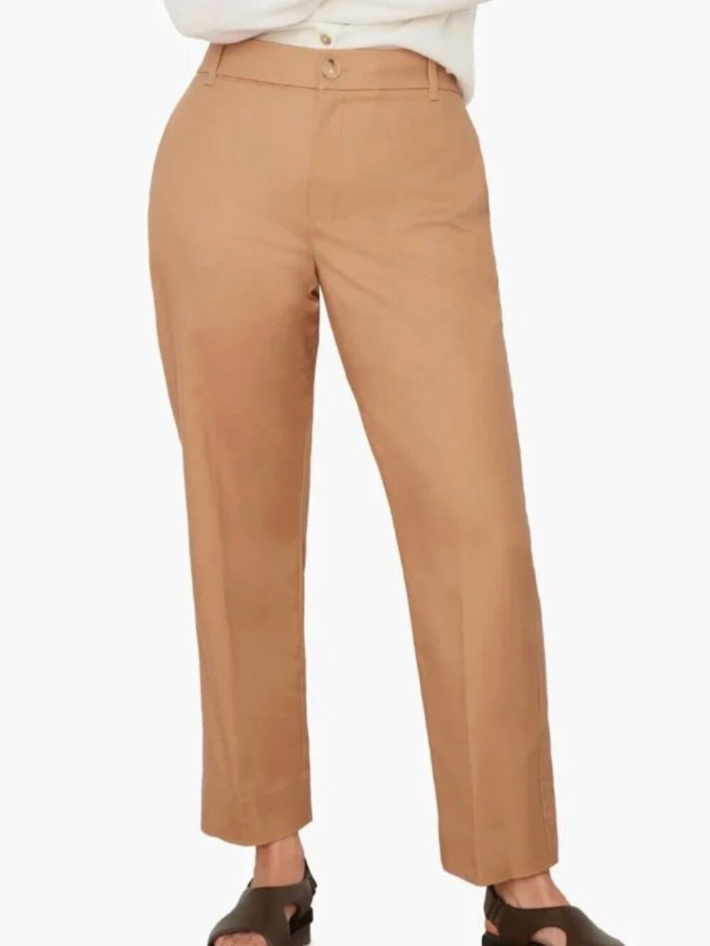Vince Cigarette Trouser Pants Cropped Almond (Khaki Tan Brown) 16 Flat Front
